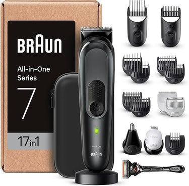 Braun Recortadora Todo En Uno Series 7 MGK7491, Kit 17 en 1 Para Barba, Pelo, Depilación Masculina Y Más
